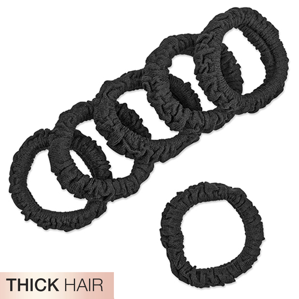 Thick Hair Unbreakable Black Comfy Hair Ties 6pk