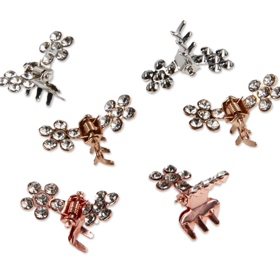 Mini Metal Rhinestone Claw Clips 6pk image number 1.0