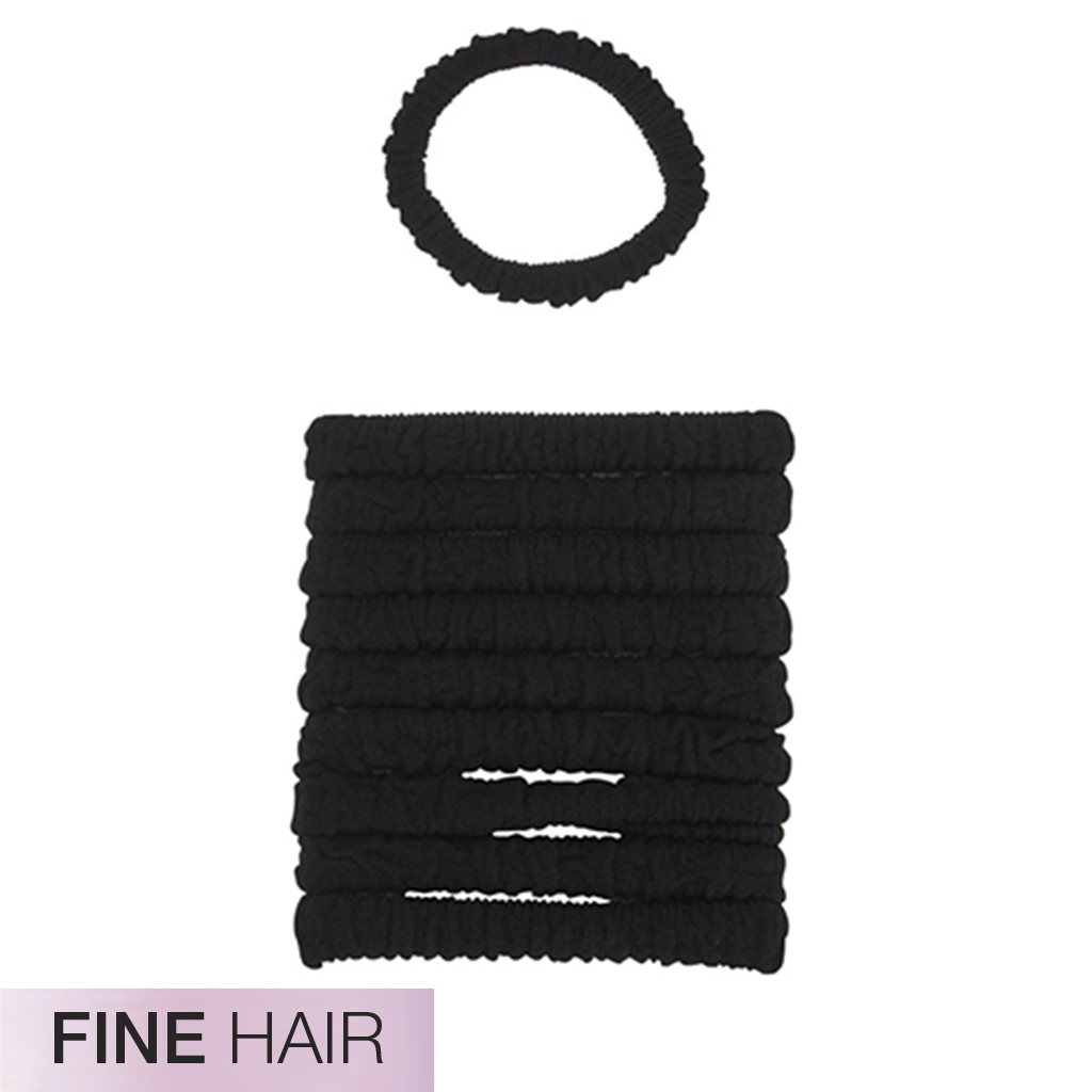 Fine Hair Unbreakable Black Comfy Hair Ties 10pk