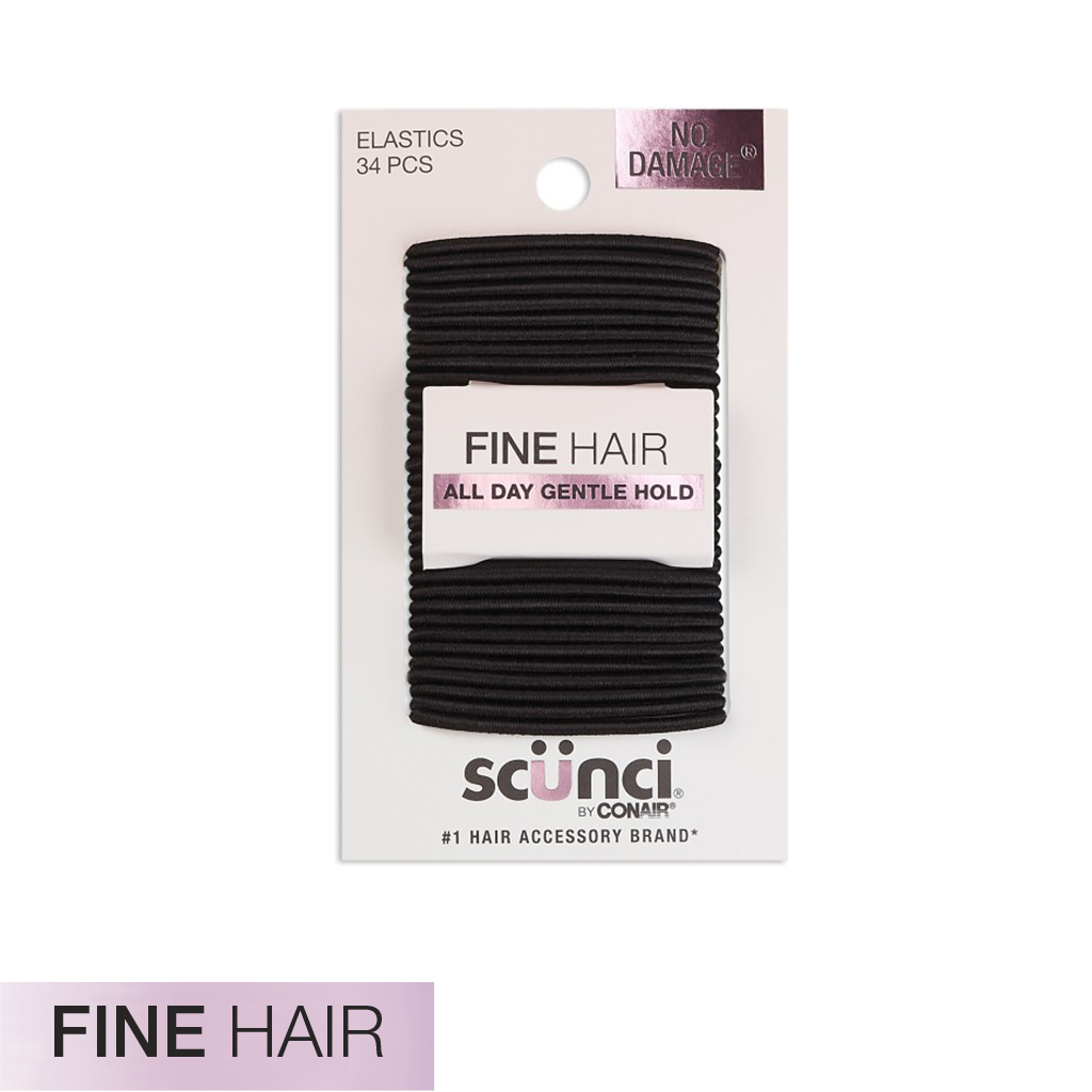 Fine Hair Ties Black 34pk - No Damage® image number 1.0