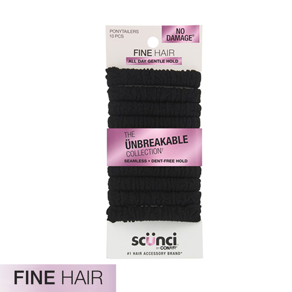 Fine Hair Unbreakable Black Comfy Hair Ties 10pk image number 2.0