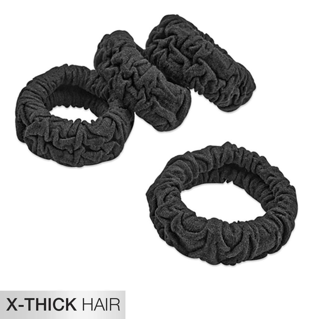 X-Thick Unbreakable Black Comfy Hair Ties 4pk