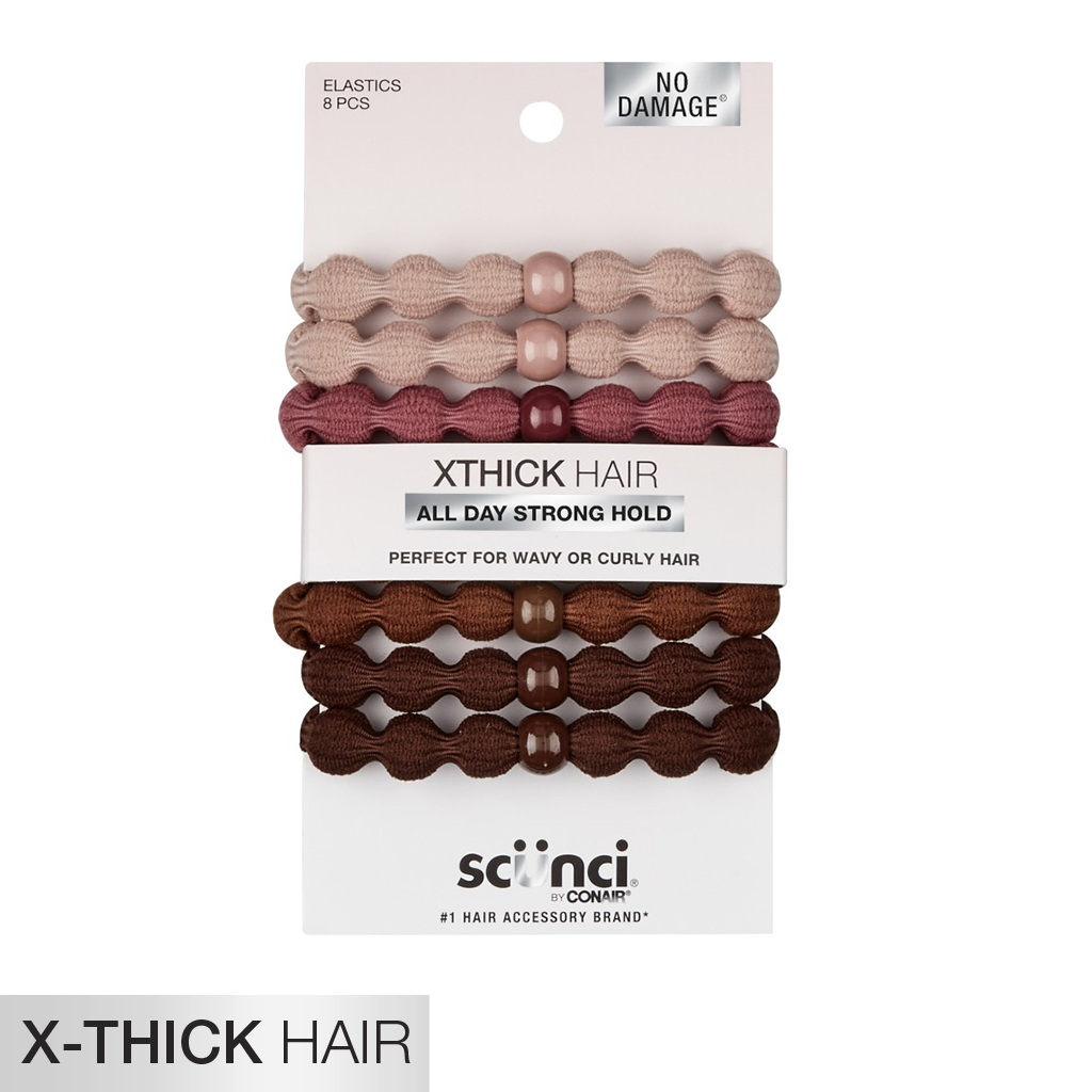 X-Thick Hair Neutral Textured Hair Ties with Beads 8pk - No Damage&reg; image number 2.0