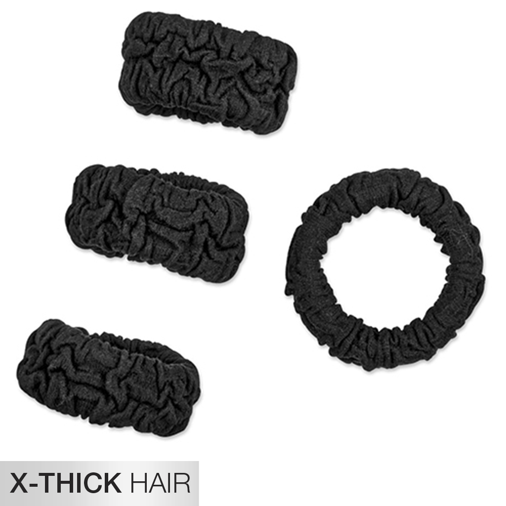 X-Thick Unbreakable Black Comfy Hair Ties 4pk