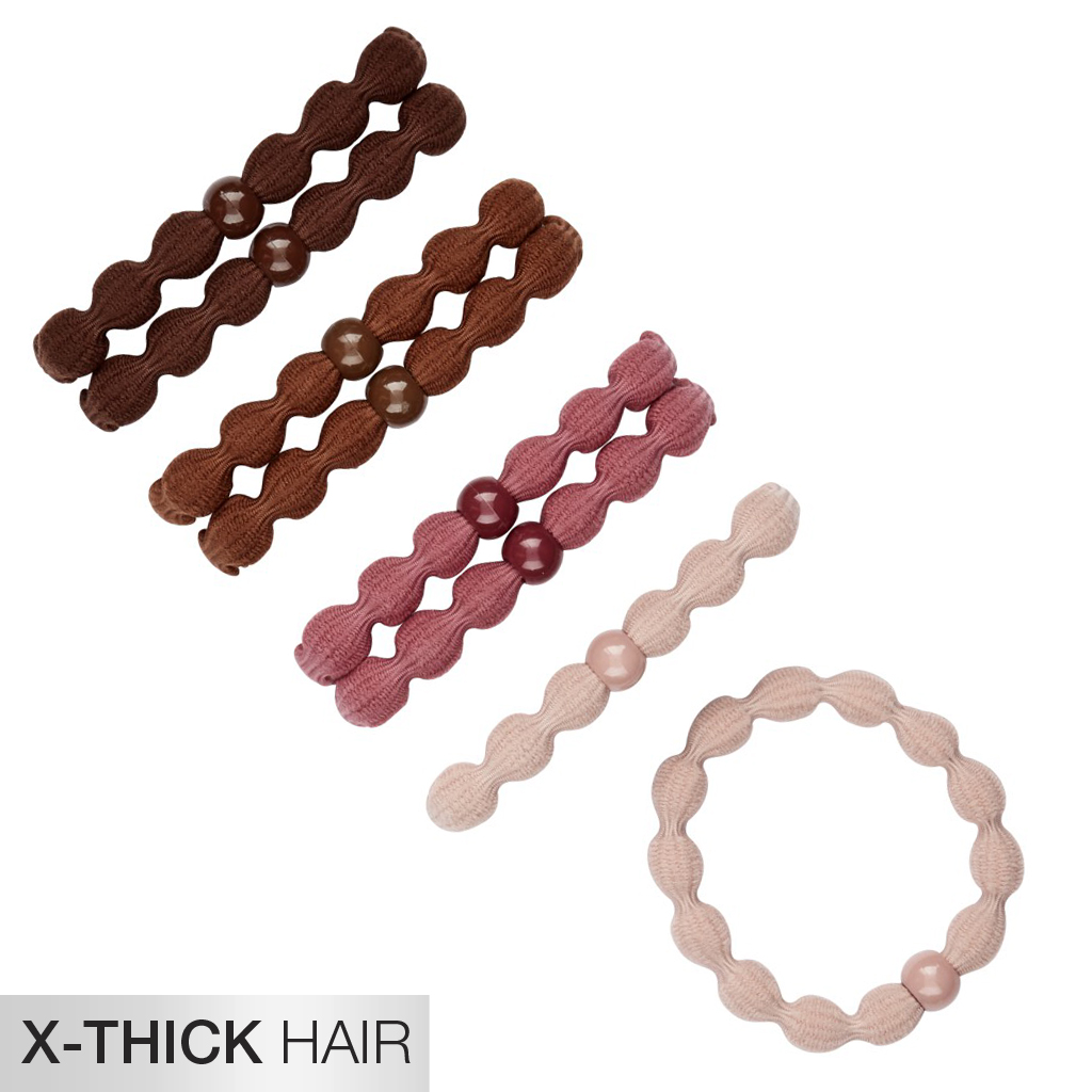 X-Thick Hair Neutral Textured Hair Ties with Beads 8pk - No Damage&reg; image number 1.0